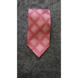 Valentino Pink-Red Geometrical Patterned Silk Tie Made In Italy